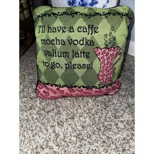 Decorative Terri Puma Throw Pillow Coffee/ Drinking Combo Saying 11x12‎